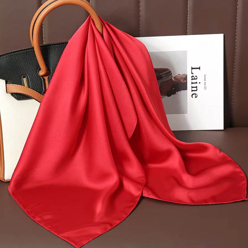 Silk Scarf Square - Роскошный однотонный шелковый квадратный шарф, женский