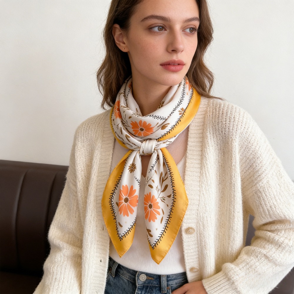 1 шт. новый модный шелковый пл – обзор и цена Silk Scarf Square